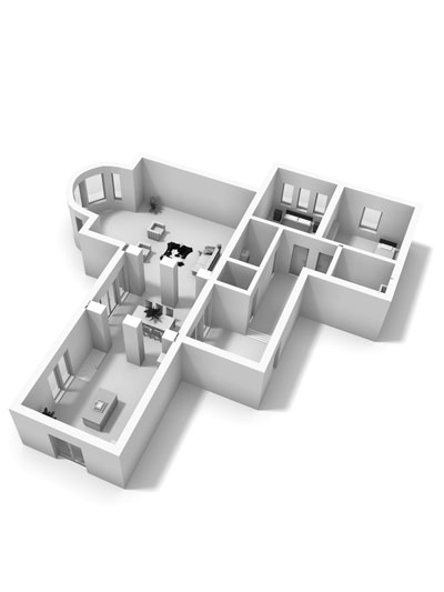 voorbeeld van een 3d plattegrond geleverd door 123Meten